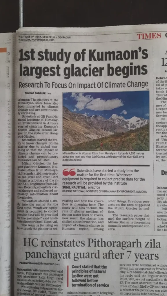 Study of Kumaon's Largest Glacier Begins