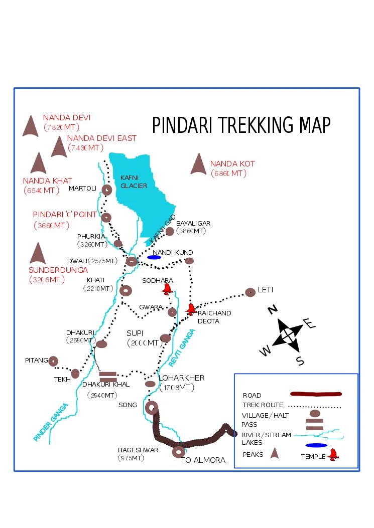 Kafni Glacier Pindari Map