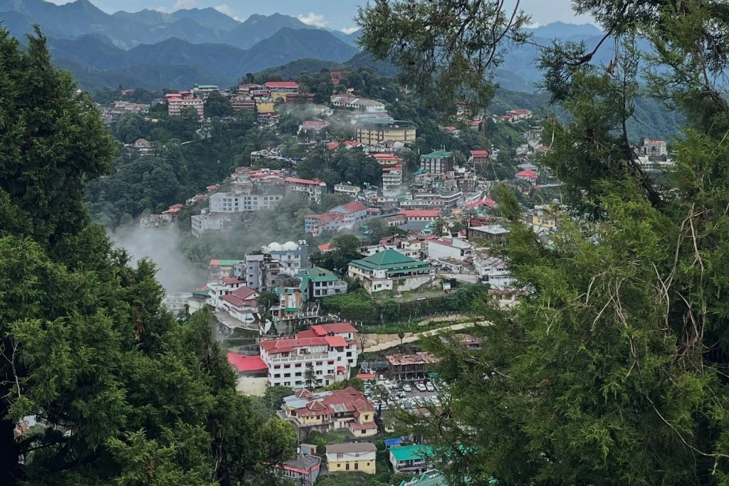 View from Gun Hill showcasing the Mounatins and Mussoorie town