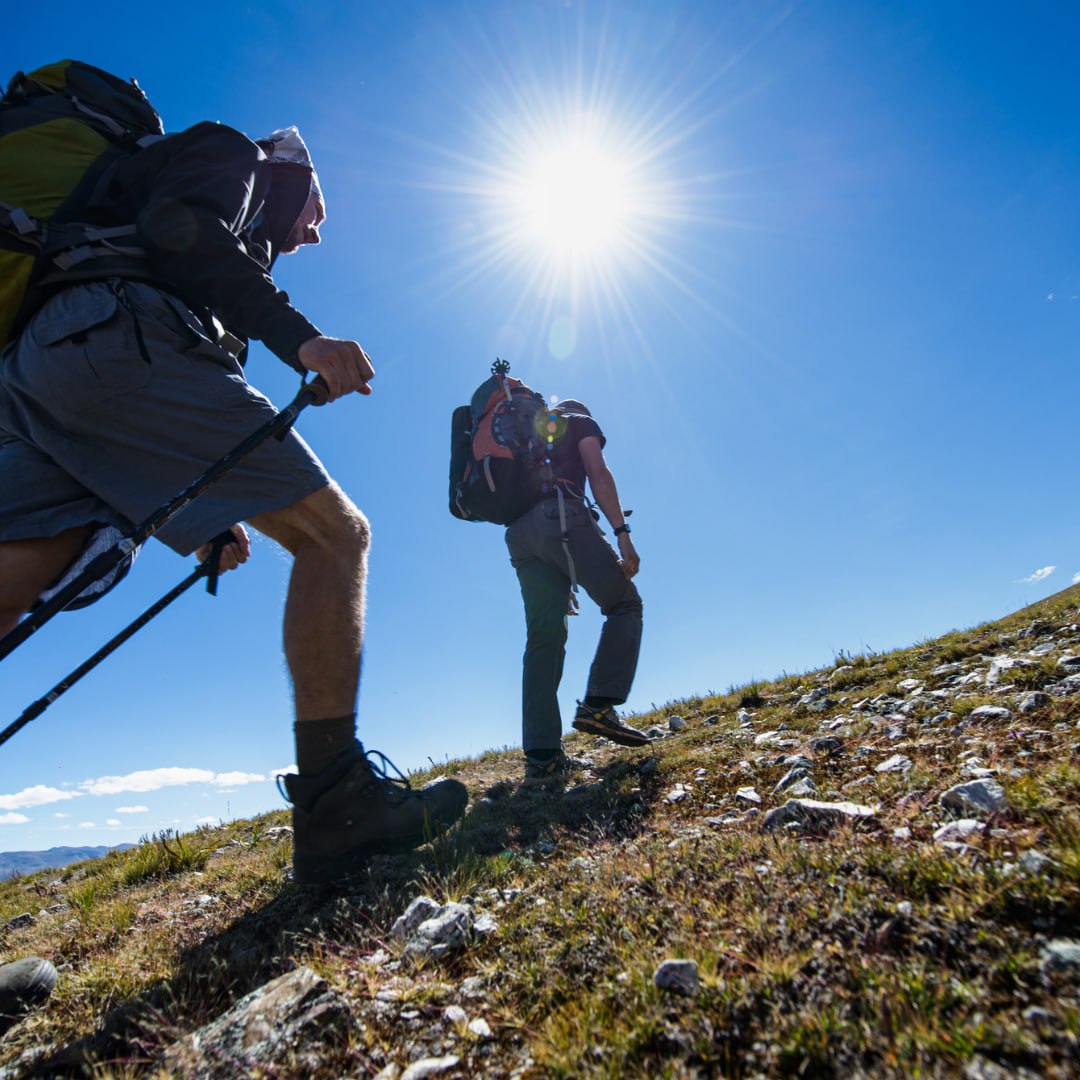 Hiking at steep ascent