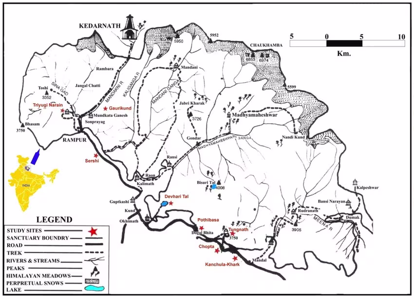 Kedarnath Wildlife Sanctuary Map