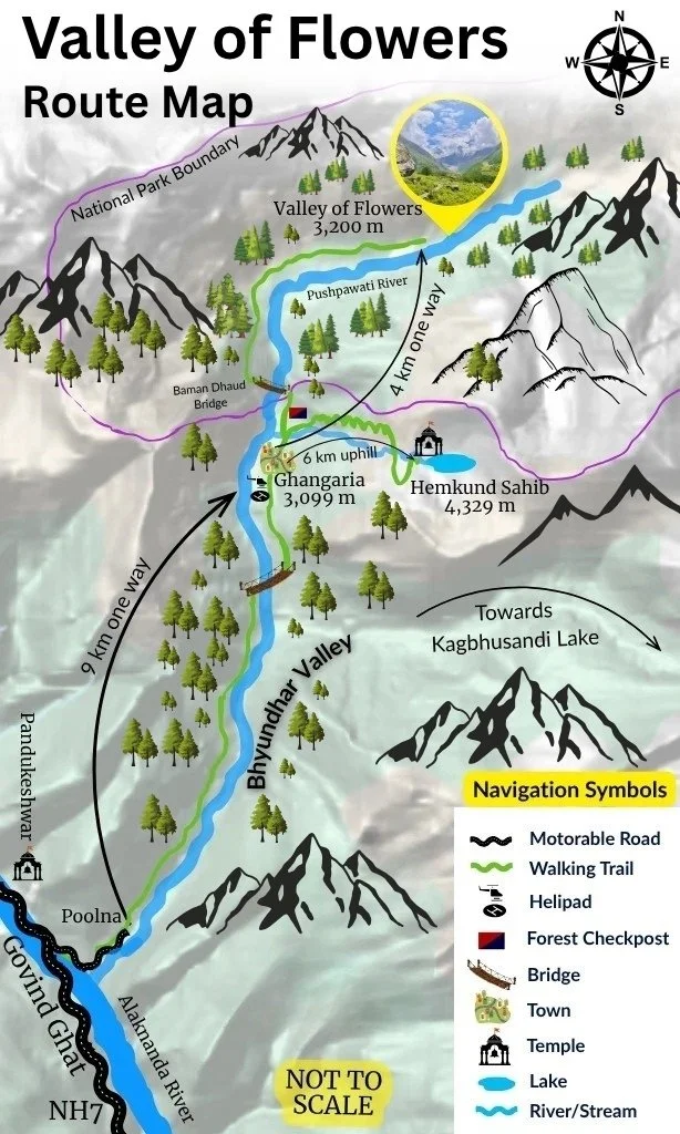 Valley of Flowers Trek Route Map