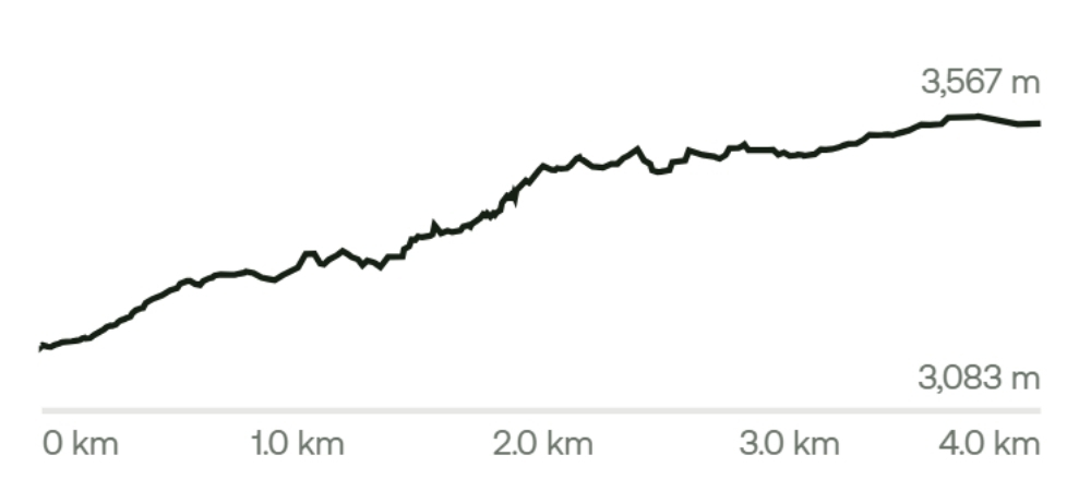 Elevation Graph of Trekking Route from Ghangaria to Valley of Flowers