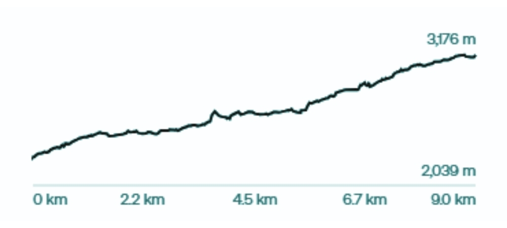 Elevation Graph of Trekking Route from Poolna to Ghangaria