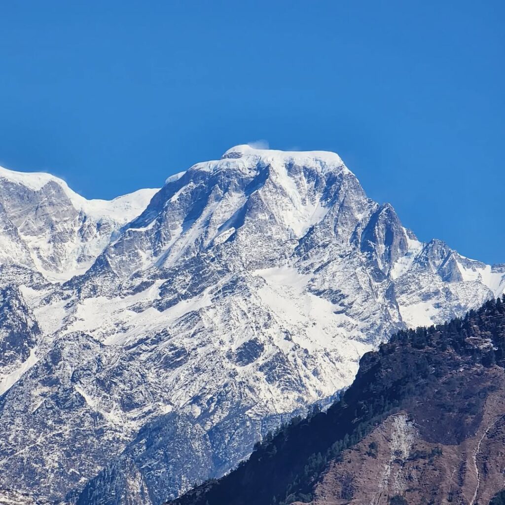 Snow-covered Hathi Parvat peak in the Himalayas