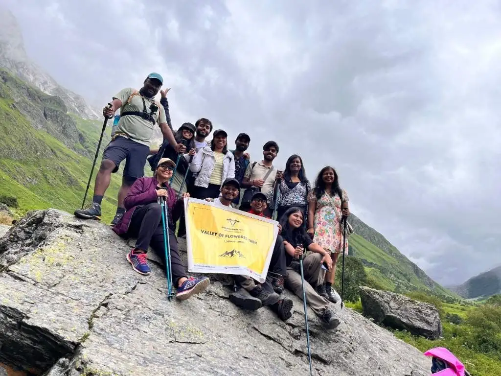 tourists inside the Valley of Flowers