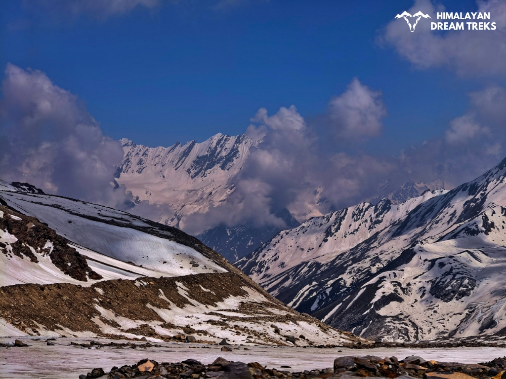 descending from Khatling Glacier
