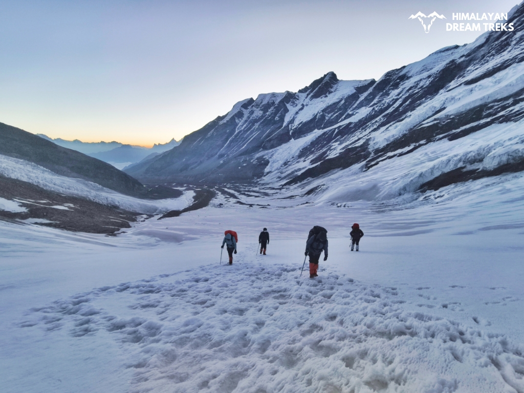 Towards the Auden Col Pass from the Summit Camp