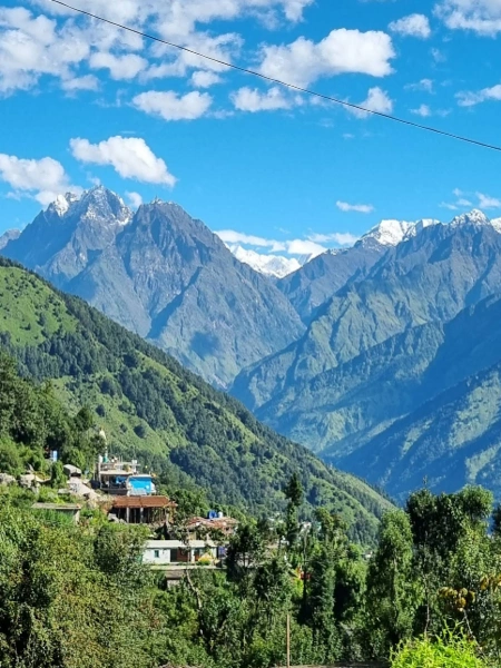 Village and mountain views during the trek