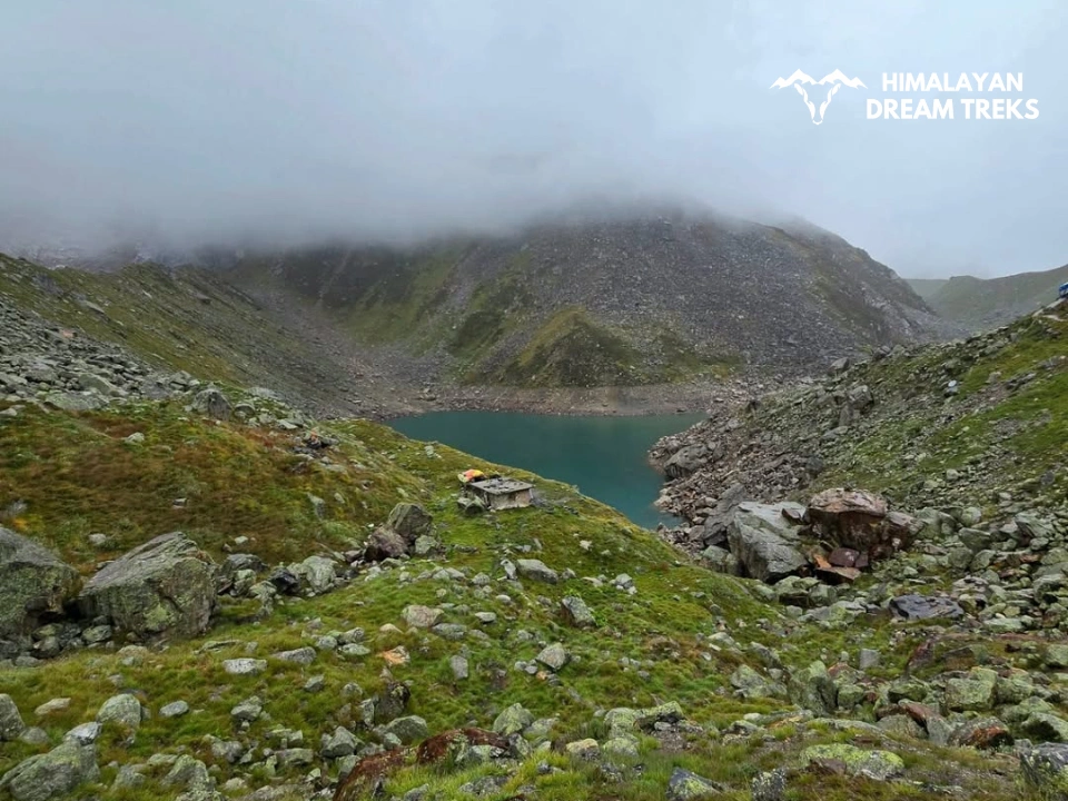 Satopanth Lake under a blanket of fog