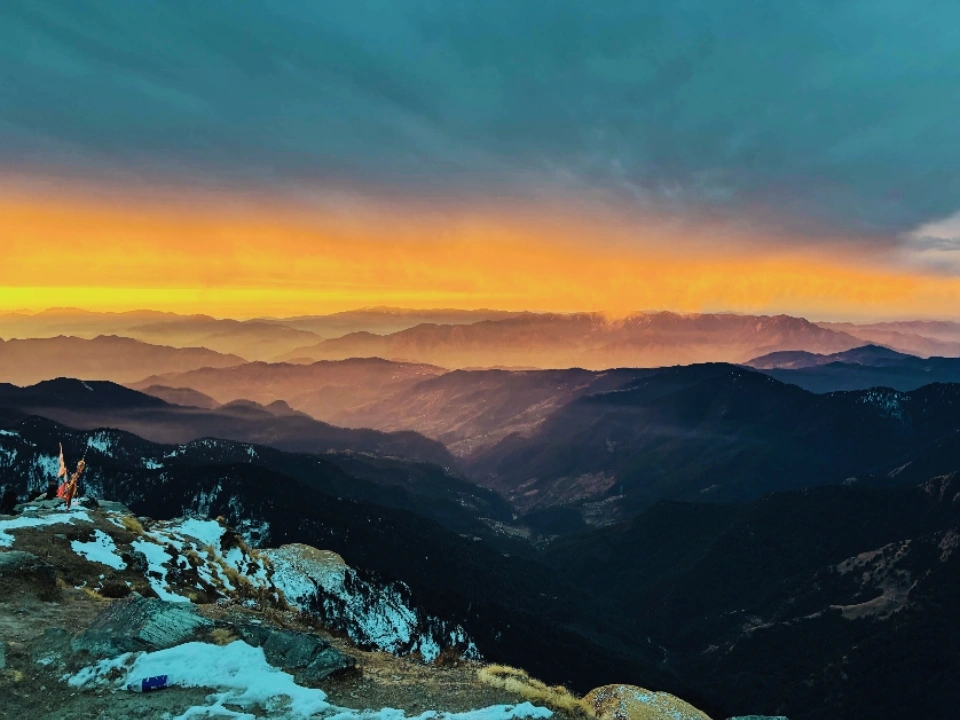 Afterglow from Chandrashila summit