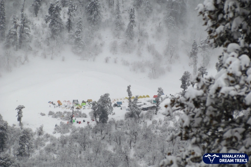 Snow-covered Gui campsite