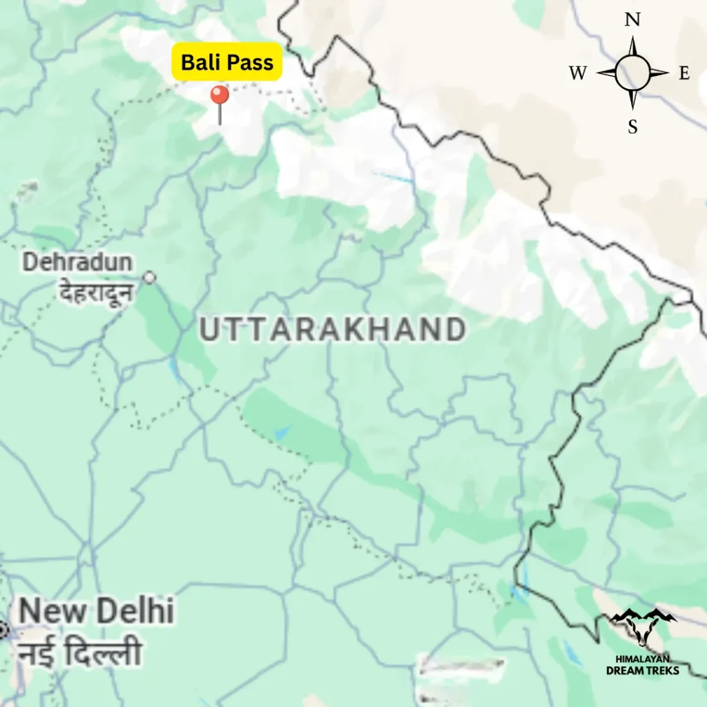 Bali Pass Location on the Uttarakhand Map