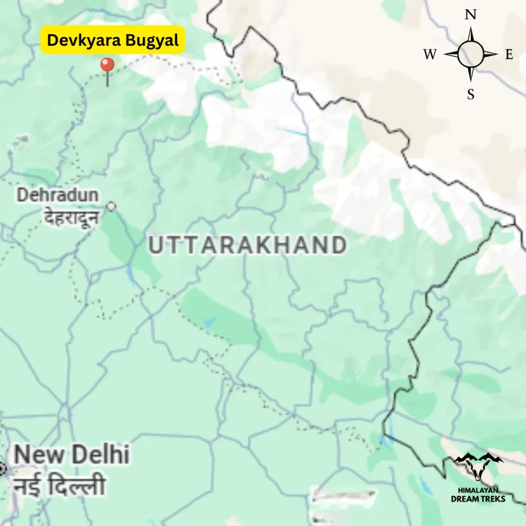Devkyara Bugyal Location on the Uttarakhand Map