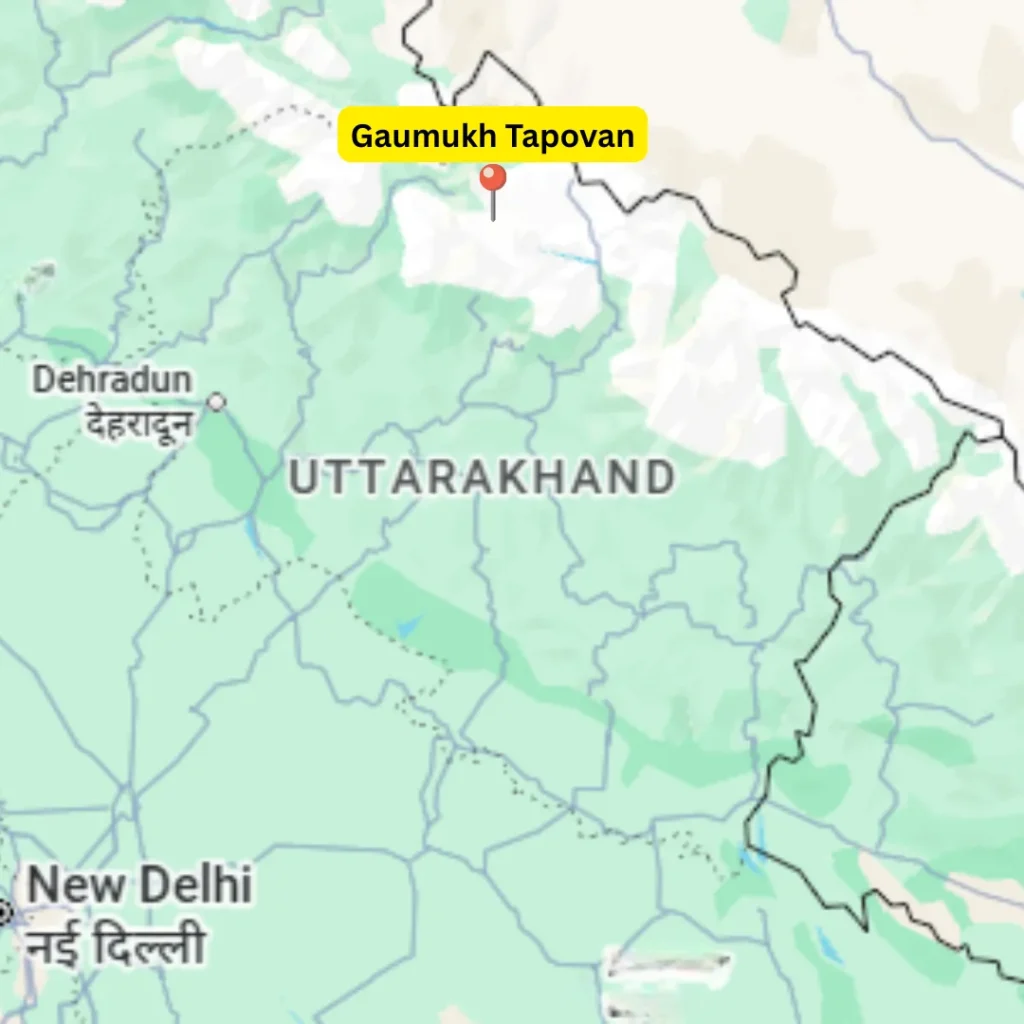 Gaumukh Tapovan Location on the Uttarakhand Map
