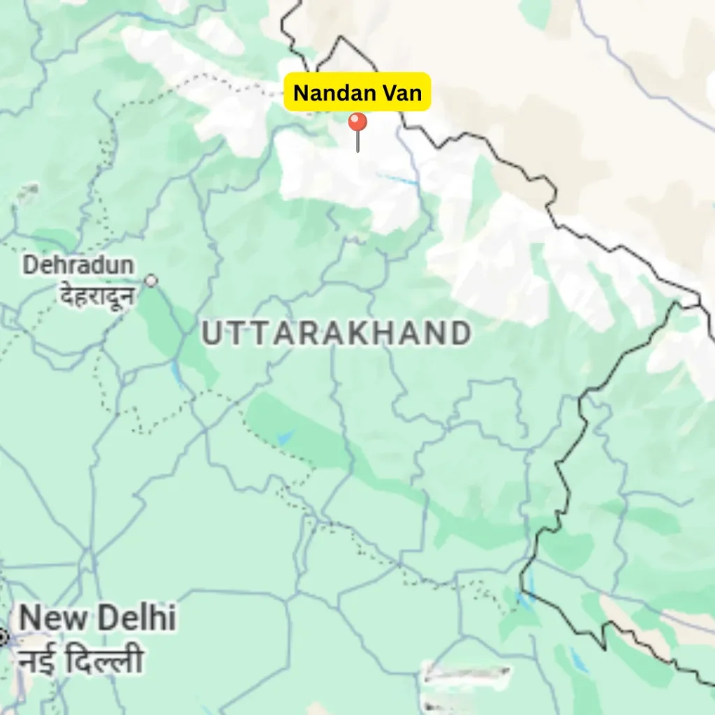 Nandan Van Vasuki Tal- Location on the Uttarakhand Map