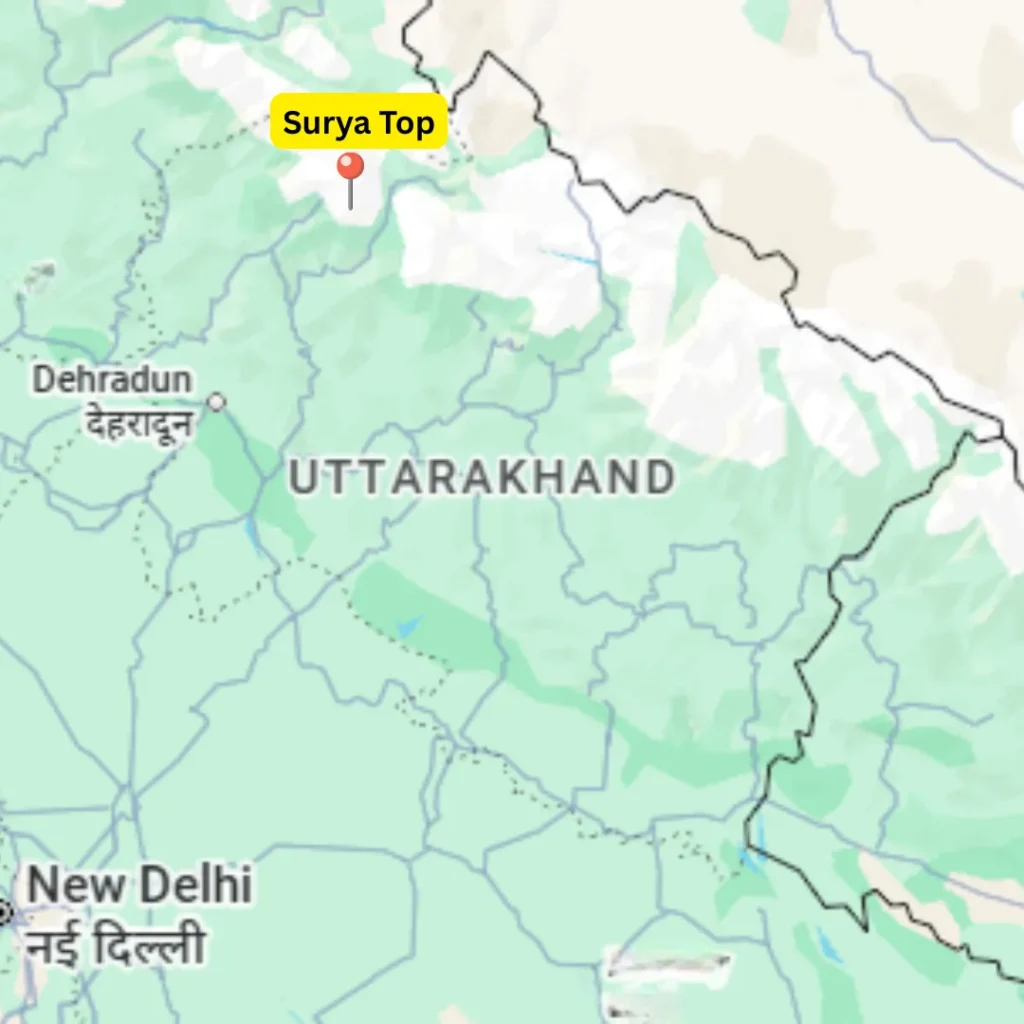 Surya Top Location on the Uttarakhand Map